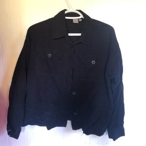 Cropped corduroy button up shirt